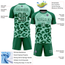 Charger l'image dans la galerie, Custom Pea Green Kelly Green-White Animal Print Sublimation Soccer Uniform Jersey