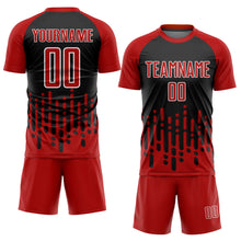 Load image into Gallery viewer, Custom Red Black-White Abstract Fluid Wave Sublimation Soccer Uniform Jersey
