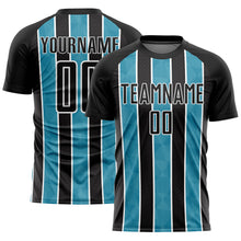 Загрузить изображение в средство просмотра галереи, Custom Black Panther Blue-White Stripes Sublimation Soccer Uniform Jersey