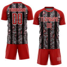 Загрузить изображение в средство просмотра галереи, Custom Red Black-White Flowers Sublimation Soccer Uniform Jersey