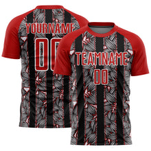 Загрузить изображение в средство просмотра галереи, Custom Red Black-White Flowers Sublimation Soccer Uniform Jersey
