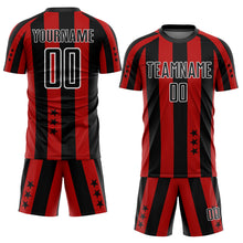 Загрузить изображение в средство просмотра галереи, Custom Red Black-White Stars And Squares Sublimation Soccer Uniform Jersey