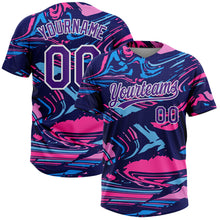 Charger l'image dans la galerie, Custom Figure Purple Navy-Pink 3D Pattern Two-Button Unisex Softball Jersey