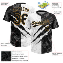 Charger l'image dans la galerie, Custom Graffiti Pattern Black-Old Gold 3D Two-Button Unisex Softball Jersey
