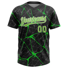 Загрузить изображение в средство просмотра галереи, Custom Black Neon Green-Kelly Green 3D Pattern Two-Button Unisex Softball Jersey