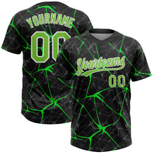 Загрузить изображение в средство просмотра галереи, Custom Black Neon Green-Kelly Green 3D Pattern Two-Button Unisex Softball Jersey