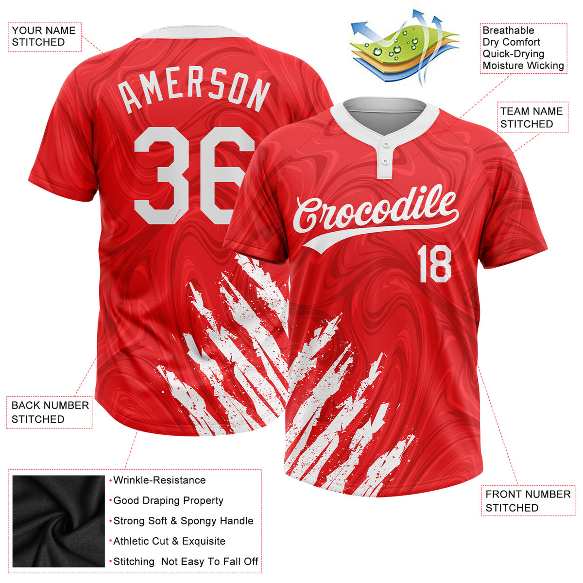 Cheap Custom Red White Two-Button Softball Jersey Free Shipping –  CustomJerseysPro