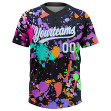Charger l'image dans la galerie, Custom Graffiti Pattern White-Light Blue 3D Two-Button Unisex Softball Jersey