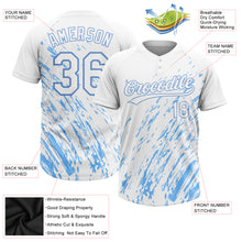 Charger l'image dans la galerie, Custom White White-Light Blue 3D Pattern Two-Button Unisex Softball Jersey