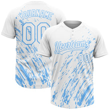 Charger l'image dans la galerie, Custom White White-Light Blue 3D Pattern Two-Button Unisex Softball Jersey