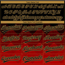 Charger l'image dans la galerie, Custom Red Black-Old Gold 3D Pattern Gradient Square Shapes Two-Button Unisex Softball Jersey