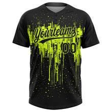 Загрузить изображение в средство просмотра галереи, Custom Black Black-Neon Green 3D Pattern Two-Button Unisex Softball Jersey