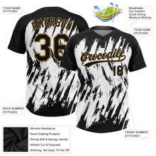 Charger l'image dans la galerie, Custom White Black-Old Gold 3D Pattern Two-Button Unisex Softball Jersey