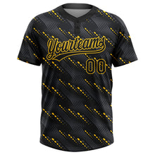Загрузить изображение в средство просмотра галереи, Custom Black Black-Gold 3D Pattern Two-Button Unisex Softball Jersey