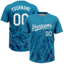 Загрузить изображение в средство просмотра галереи, Custom Teal White-Royal 3D Pattern Two-Button Unisex Softball Jersey
