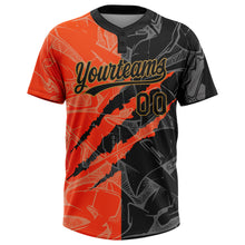 Charger l'image dans la galerie, Custom Graffiti Pattern Black-Old Gold 3D Two-Button Unisex Softball Jersey