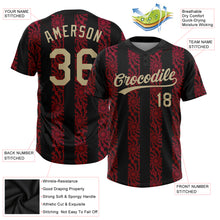 Загрузить изображение в средство просмотра галереи, Custom Black Vegas Gold-Red 3D Pattern Two-Button Unisex Softball Jersey