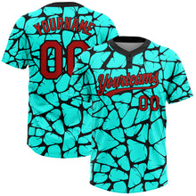 Загрузить изображение в средство просмотра галереи, Custom Aqua Red-Black 3D Pattern Two-Button Unisex Softball Jersey