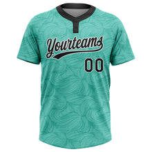 Загрузить изображение в средство просмотра галереи, Custom Teal Black-White 3D Pattern Two-Button Unisex Softball Jersey