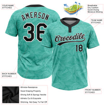 Загрузить изображение в средство просмотра галереи, Custom Teal Black-White 3D Pattern Two-Button Unisex Softball Jersey
