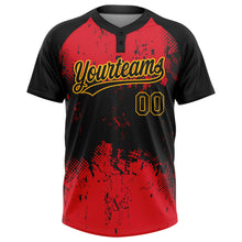 Charger l'image dans la galerie, Custom Red Black-Gold 3D Pattern Two-Button Unisex Softball Jersey