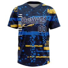 Charger l'image dans la galerie, Custom Navy Navy Royal-Gold 3D Pattern Two-Button Unisex Softball Jersey