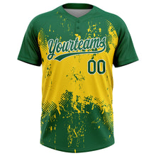 Charger l'image dans la galerie, Custom Gold Green-White 3D Pattern Two-Button Unisex Softball Jersey