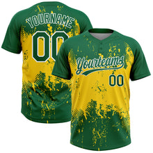 Charger l'image dans la galerie, Custom Gold Green-White 3D Pattern Two-Button Unisex Softball Jersey
