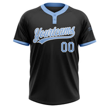 Загрузить изображение в средство просмотра галереи, Custom Black Light Blue-White Two-Button Unisex Softball Jersey