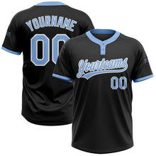 Загрузить изображение в средство просмотра галереи, Custom Black Light Blue-White Two-Button Unisex Softball Jersey