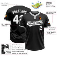 Load image into Gallery viewer, Custom Black White-Gray Two-Button Unisex Softball Jersey