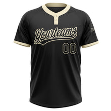 Загрузить изображение в средство просмотра галереи, Custom Black Black-Cream Two-Button Unisex Softball Jersey