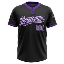 Загрузить изображение в средство просмотра галереи, Custom Black Purple-White Two-Button Unisex Softball Jersey