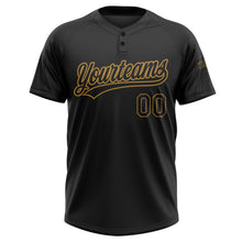 Загрузить изображение в средство просмотра галереи, Custom Black Black-Old Gold Two-Button Unisex Softball Jersey