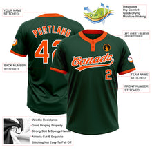 Load image into Gallery viewer, Custom Green Orange-White Two-Button Unisex Softball Jersey