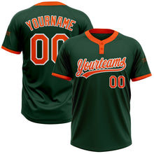 Load image into Gallery viewer, Custom Green Orange-White Two-Button Unisex Softball Jersey
