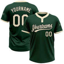 Load image into Gallery viewer, Custom Green Cream-Black Two-Button Unisex Softball Jersey