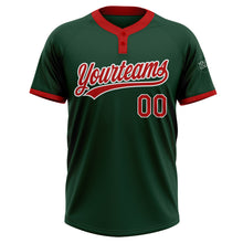 Load image into Gallery viewer, Custom Green Red-White Two-Button Unisex Softball Jersey