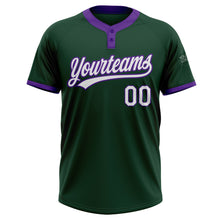 Load image into Gallery viewer, Custom Green White-Purple Two-Button Unisex Softball Jersey