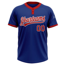 Charger l'image dans la galerie, Custom Royal Red-White Two-Button Unisex Softball Jersey