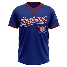 Charger l'image dans la galerie, Custom Royal Crimson-White Two-Button Unisex Softball Jersey