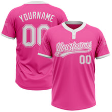 Charger l'image dans la galerie, Custom Pink White Two-Button Unisex Softball Jersey