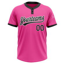 Charger l'image dans la galerie, Custom Pink Black-White Two-Button Unisex Softball Jersey