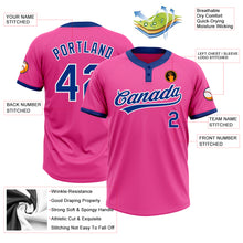 Charger l'image dans la galerie, Custom Pink Royal-White Two-Button Unisex Softball Jersey