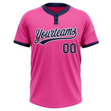 Charger l'image dans la galerie, Custom Pink Navy-White Two-Button Unisex Softball Jersey