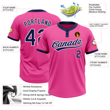 Charger l'image dans la galerie, Custom Pink Navy-White Two-Button Unisex Softball Jersey