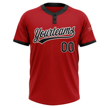Charger l'image dans la galerie, Custom Red Black-White Two-Button Unisex Softball Jersey