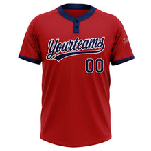Charger l'image dans la galerie, Custom Red Navy-White Two-Button Unisex Softball Jersey