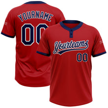 Charger l'image dans la galerie, Custom Red Navy-White Two-Button Unisex Softball Jersey