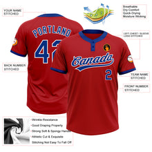 Charger l'image dans la galerie, Custom Red Royal-White Two-Button Unisex Softball Jersey